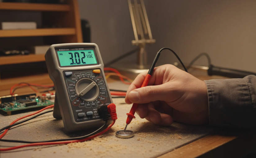 Using a multimeter to check a button cell battery is actually very simple